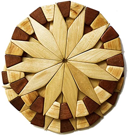 Natural Wood Trivets for Hot Dishes - 2 Eco-Friendly, Sturdy and Durable Kitchen Hot Pads. Handmade Festive Design Table Decor - Perfect Kitchen Gifts Idea, by Ecosall.
