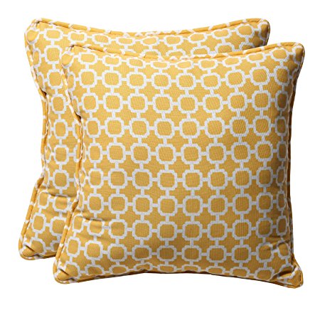Pillow Perfect Decorative Yellow/White Geometric Square Toss Pillows, 2-Pack