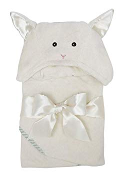 Bearington Baby Lamby Lamb Creamy White Hooded Bath Towel 24" x 24"