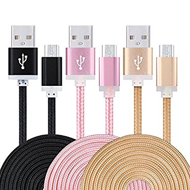 Micro USB Cable, CCLV [3-Pack] High Speed 6FT Premium Nylon Braided USB 2.0 A Male to Micro B Data Sync and Charger Cable for Samsung Galaxy S7, S6, Note 5, HTC, Motorola, Sony and More Android Phones