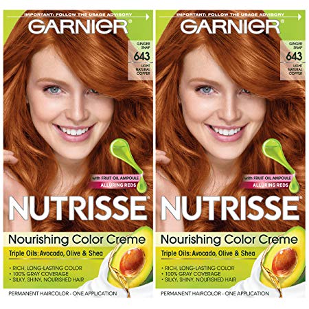 Garnier Hair Color Nutrisse Nourishing Creme, 643 Light Natural Copper, 2 Count