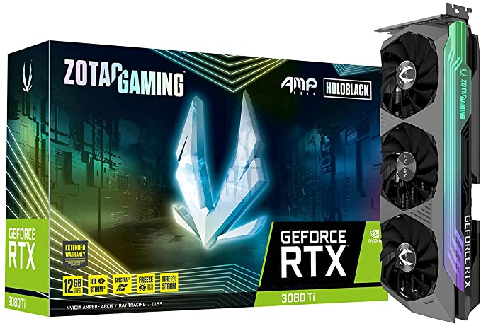 ZOTAC Gaming GeForce RTX 3080 Ti AMP Holo 12GB GDDR6X 384-bit 19 Gbps PCIE 4.0 Gaming Graphics Card, HoloBlack, IceStorm 2.0 Advanced Cooling, Spectra 2.0 RGB Lighting, ZT-A30810F-10P