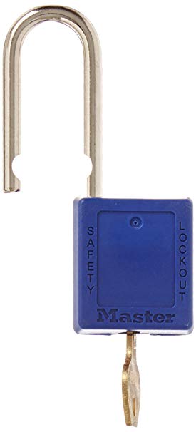 Master Lock 410BLU Blue 410 Xenoy Safety Padlock with Short Body, 1/4" x 1-1/2" Shackle