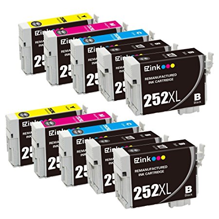 E-Z Ink Remanufactured Ink Cartridge Replacement for Epson 252XL High Capacity, 4 Black, 2 Cyan, 2 Magenta, 2 Yellow