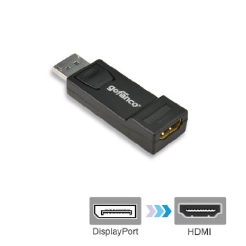 gofanco DisplayPort to HDMI Dongle Adapter - Black MALE to FEMALE for DisplayPort Enabled Desktops and Laptops to Connect to HDMI Displays