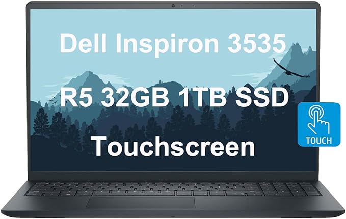 Dell Inspiron 15 15.6" Laptop (FHD Touchscreen, AMD Ryzen 5 7530U, 32GB RAM, 1TB PCIe SSD, (6-Core Beat i7-1165G7)) Numeric Keypad, Webcam, 2024 Inspiron 3000 3535, Win 11 Home, Carbon Black