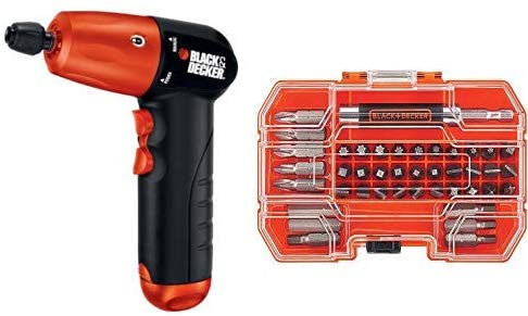 BLACK DECKER AD600 6-Volt Alkaline 1/4-Inch Hex Cordless Drill/Driver wit with BLACK DECKER BDA42SD 42-Piece Standard Screwdriver Bit Set