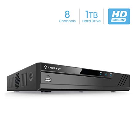 Amcrest ProHD 1080N-Lite 8CH HD Video Security DVR, 8-Channel 1080N-Lite @30fps, Supports 960H/HDCVI/HDTVI/AHD/IP, Pre-Installed 1TB HDD, Cameras NOT Included, Remote Smartphone Access (AMDVTENL8-1TB)