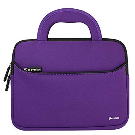 8.9-10.1 inch Tablet Sleeve, Evecase 8.9~10.1 inch Ultra-Portable Neoprene Zipper Carrying Sleeve Case Bag with Accessory Pocket - Purple/Black for Kids Tablets