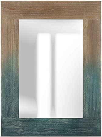 Pinnacle Frames & Accents Nantucket Distressed Wood Coastal Blue, 23" x 31" Wall Mirror