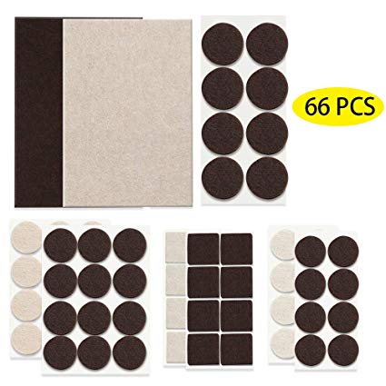 Fu Store Non Slip Pads Furniture Felt Pads Self Adhesive Felt Pad Premium Furniture Pads Protection Furniture Noise Reduction Brown Beige 5mm Thick 66PCS