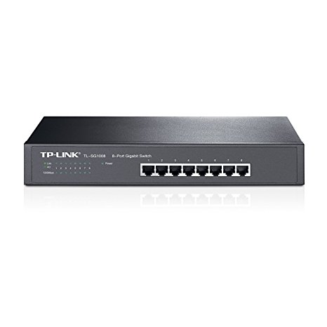 TP-Link 8-Port Gigabit Ethernet Unmanaged Switch | Plug and Play | Metal | Desktop/Rackmount | Limited Lifetime (TL-SG1008)