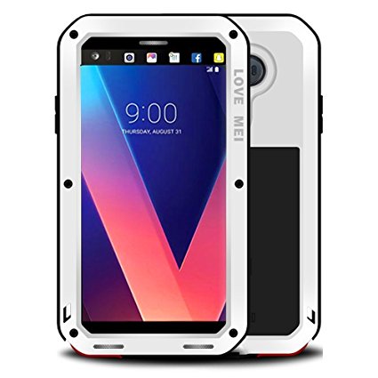 LG V30 Waterproof Case, Hwota Shockproof Waterproof Dust / Dirt / Snow Proof Aluminum Metal Case Heavy Duty Protection Case Cover for LG V30 (White)