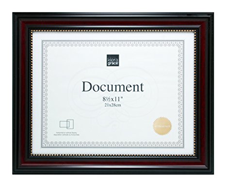 Kiera Grace Lucy Document Frame, 8.5 by 11 Inch, Dark Brown with Gold Beading