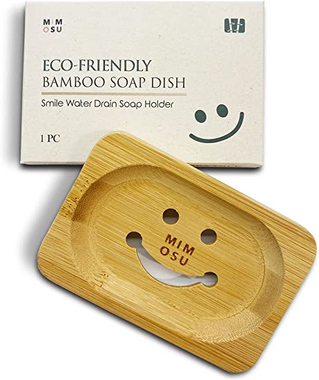 Bamboo Soap Dish with Drain - MIMOSU Rice Water Shampoo Bar Holder for Soap Saver, Natural Wood Soap Tray Bar Soap Container, Bathroom Accessories, Eco Friendly, Zero Waste