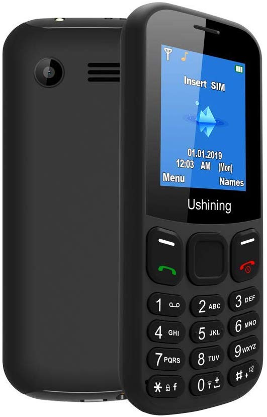 Ushining 2G Senior Unlocked Feature Phone T-Mobile GSM Cell Phone Dual Card Dual Standby Unlocked Cell Phone Easy to Use Basic Phone for The Elderly (Black)