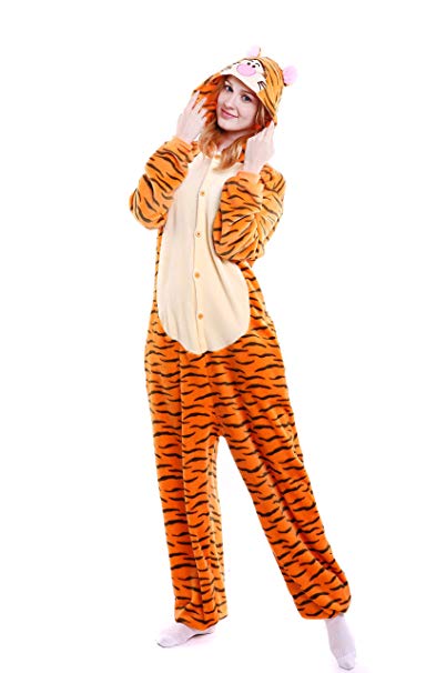 Halloween Tiger Onesie Costume Unisex-Adult Animals Tiger Pajamas