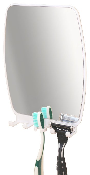 DecoBros Bathroom Shower Shave Mirror w/ toothbrush Razor holder caddy (8 x 6 inches)