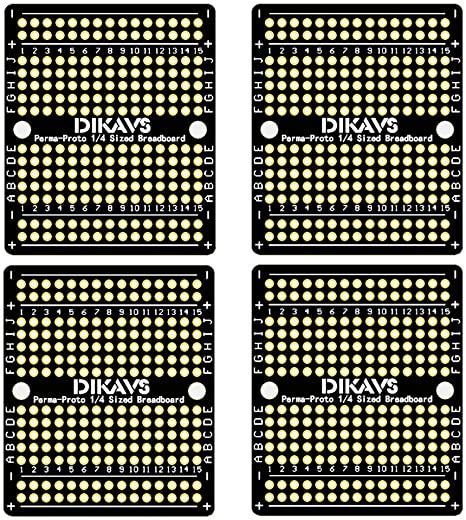 DIKAVS Perma-Proto Quarter-Sized Breadboard PCB Double-Sized Welding Breadboard PCB Universal Printed Circuit Board for Arduino (Pack of 4)