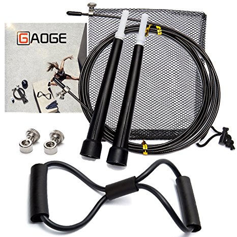 GAOGE Jump Rope With free Resistance Bands Training Crossfit Fitness-rope skipping - rogue fitness-master of muscle jump-outdoor fitness equipment-Best for Crossfit, Double Unders MMA, Boxing
