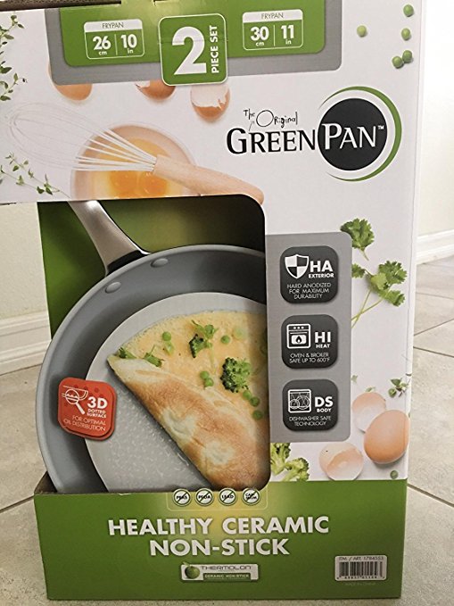 Non Stick Ceramic Pan - The Orginal Green Pan 2 Piece Set 10,11 Thermolon Non Stick Ceramic Lifetime Warranty