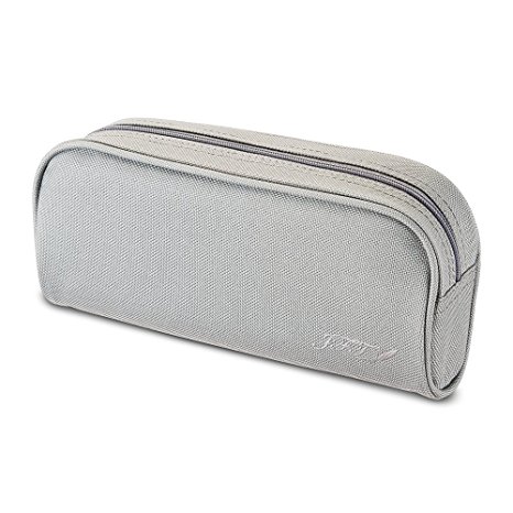 JFT Gray Nylon Pencil Case- Premium Quality Zippered Pencil Pouch To Be Used As A Pencil Holder Or Travel Makeup Bag- Modern Design, Washable, Amazing Gift On All Occasions