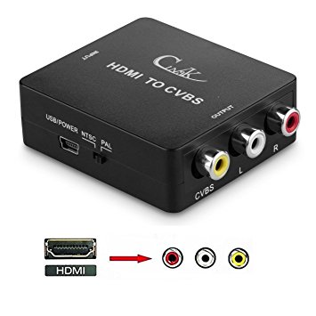 Cingk 1080p HDMI to RCA CVBS AV Composite Converter Adapter Support PAL/NTSC with USB Supply Cable for PC Notebook laptop PS3 TV STB VHS VCR