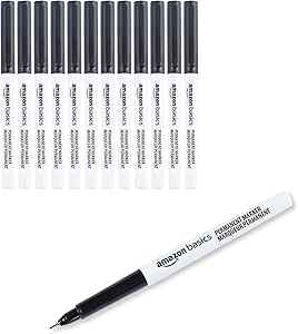 Amazon Basics Ultra Fine Point Permanent Markers, Black, 12-Pack