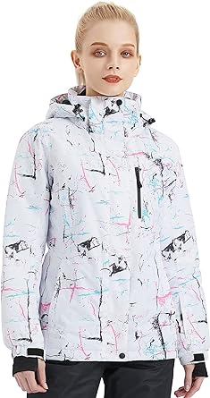 FREE SOLDIER Women's Waterproof Ski Snow Jacket Fleece Lined Warm Winter Rain Jacket with Hood