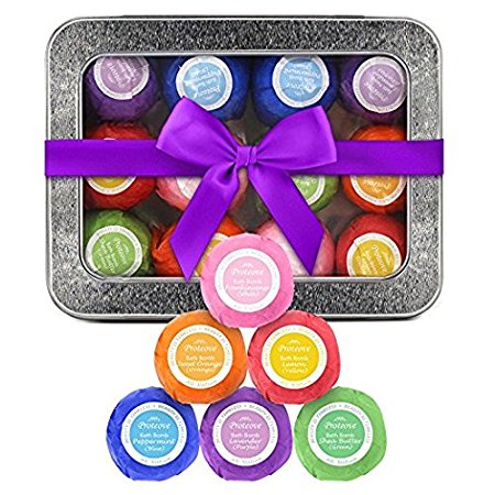 Bath Bombs Gift Set - Proteove 12 Pieces Bath Bombs Kit with Organic All Natural Ingredients and Essential Oils for Moisturizing Dry Skin Relaxation