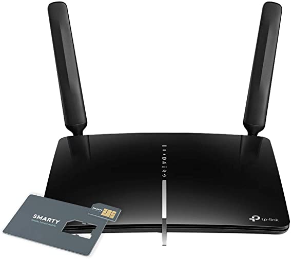 TP-LINK Archer MR600, 4G  Cat6 AC1200 Wireless Dual Band Gigabit Router, Supports Guest Network & Parental Control, with FREE SMARTY SIM Card, UK Plug   3 Year Warranty- Black