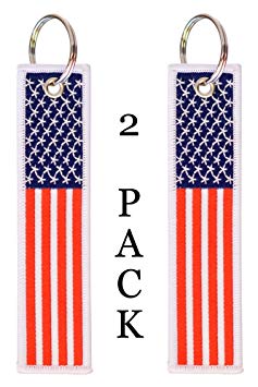 American Flag Keychain Tag with Key Ring and Carabiner - Keys, Cars, Motorcycles, Backpacks, Luggage, and Gifts - EDC (Red White Blue)