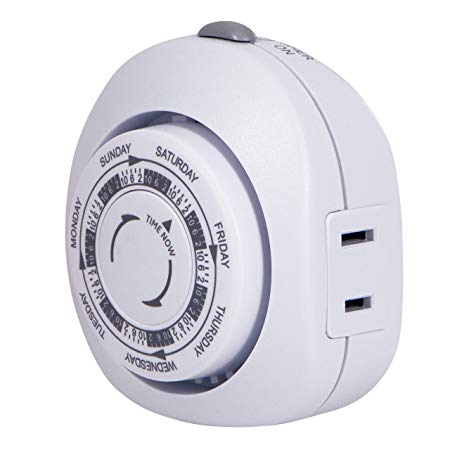 GE Mechanical Indoor Plug-In Timer for Security Vacation, 1 Outlet Polarized, CFL Ready, for Lamps, Seasonal Lighting, 15151