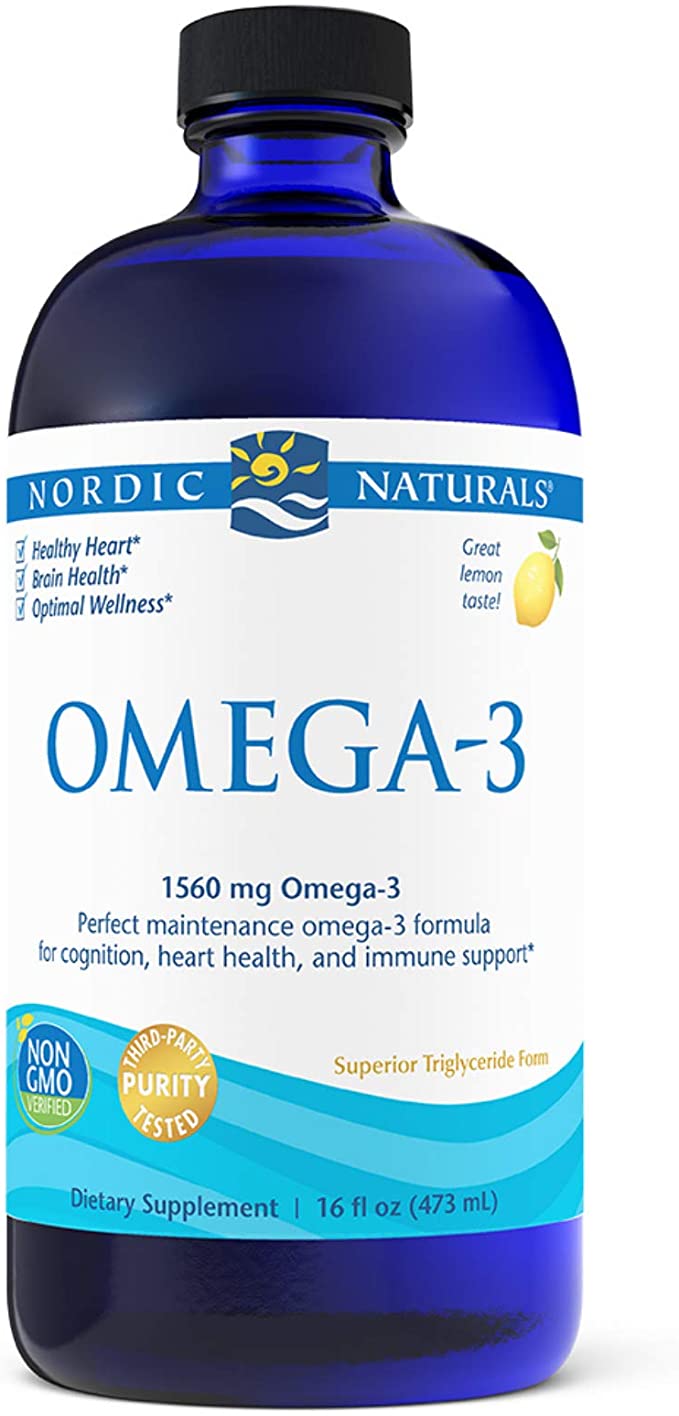 Nordic Naturals Omega-3, Lemon Flavor - 1560 mg Omega-3-16 oz - Fish Oil - EPA & DHA - Immune Support, Brain & Heart Health, Optimal Wellness - Non-GMO - 96 Servings