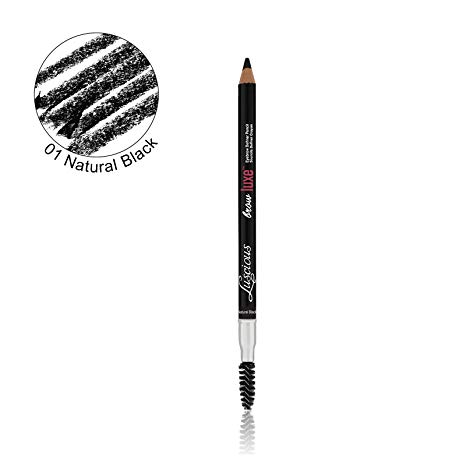 Brow Luxe Definer Pencil by Luscious Cosmetics. Sweat-Proof Eyebrow Pencil. Vegan and Cruelty Free. (Natural Black)