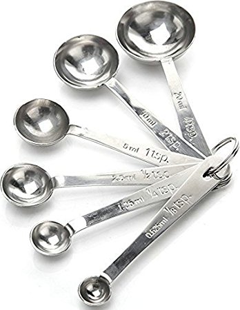 Cegar Measuring Spoons set of 6 for Measuring Liquid and Dry Ingredients Accurate Quality for Baking and Cooking,Polished Stainless Steel