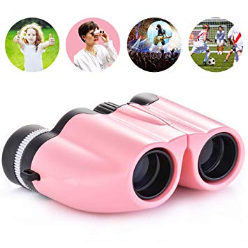 Binoculars for Kids 10X22 Bird Watching Educational Learning, High-Resolution Real Optics for Wildlife Watching Hunting Concert Live Star Gazing - Best Gift for Children Kids - Birthday Present Pink