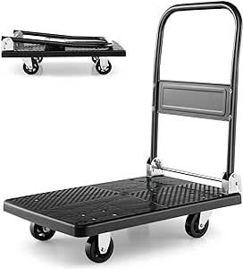 COSTWAY 200kg/400kg Folding Platform Trolley, Heavy Duty Hand Sack Truck with Handle, Rolling Flatbed Cart Dolly for Easy Transportation and Heavy Lifting (72 x 48 x 81cm, 200kg Capacity)