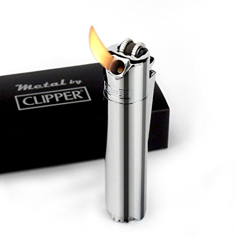 Clipper Cigarette Pipe Butane Gas Metal Lighter Refillable - 45 Angle Soft Flame