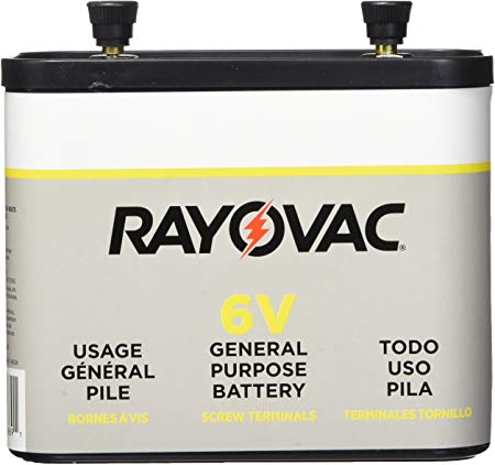 RAYOVAC Lantern Battery, 6 Volt Screw Terminals, 918C