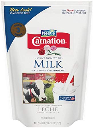 Nestle Carnation Instant Nonfat Dry Milk, 9.6 Ounce Pouch