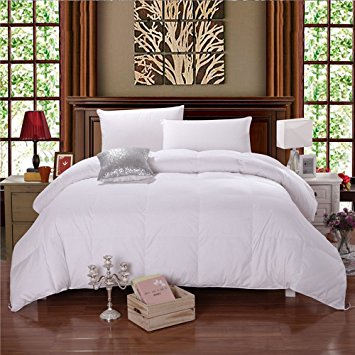 Ibestuff Luxurious All Size Goose Down Filling Comforter,White (Queen Size)