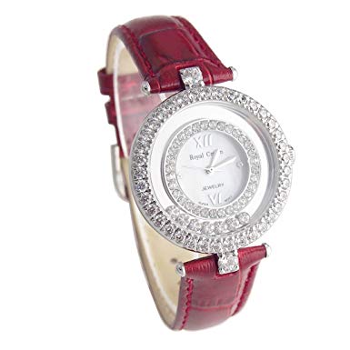 Royal Crown Women's Fashion Leather Wrist Watches Japanese Quartz Movement 362820