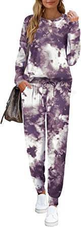 Sieanear Sweatsuit for Women 2 Piece Long Sleeve Loungewear Tie dye Outfits