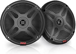 Pyle 6.5 Inch Dual Marine Speakers - Waterproof and Bluetooth Compatible 2-Way Coaxial Range Amplified Audio Stereo Sound System with Wireless RF Streaming and 600 Watt Power-1 Pair-PLMRF65MB (Black)