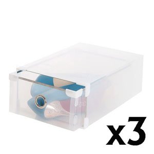 KLOUD City ® 3 Clear Shoe Storage Box Container with Metal Brim and Connectors