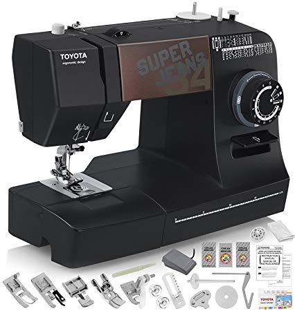Toyota Super Jeans J34 Sewing Machine (Glides Over 12 Layers of Denim) w/Gliding Foot, Blind Hem Foot, Zipper Foot, Overcast Foot, Needles and More!