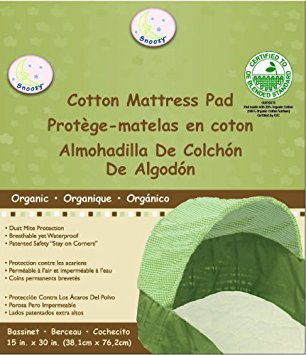 Snoozy 100%  Waterproof Cotton Bassinet Pad, Beige, 15"x30" , Machine Washable