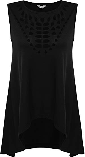 Beyove Women Hi Low Swing Tunics Hollow Out Loose Fit Summer T-Shirt Tank Tops