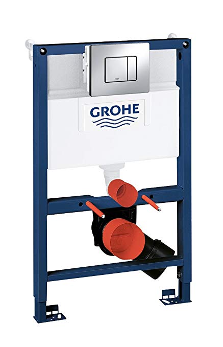 GROHE 38773000 Rapid Sl 3-in-1 Set for Wall-Hung Toilet, 0.82 m (Wall Brackets and Skate Cosmopolitan Chrome Flush Plate)